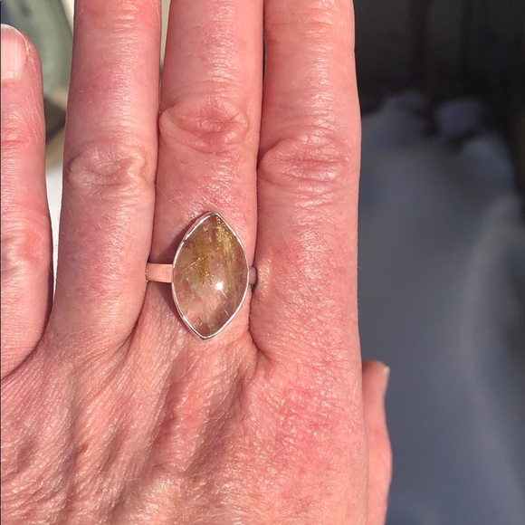 GOLDEN RUTILE 925 STERLING SILVER RING, SIZE 8.5 - Picture 8 of 12